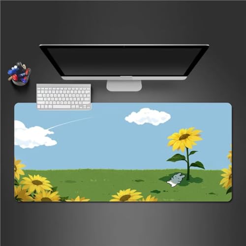 Mauspad Groß Sonnenblumenkaninchen XXL Mauspad 600x400x2mm Gaming Mousepad Überdimensionales rutschfeste Schreibtischmatte Waschbares Tastatur Matte für Gamer Büro und Zuhause von Xinyuer