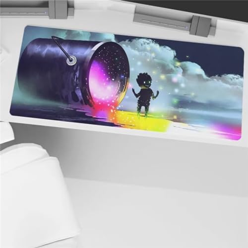 Mauspad XXL Mauspad Gaming 1200x600x3mm, Mousepad XL mit Vernähte Kanten, rutschfeste Schreibtischunterlage Große für Verbessert Präzision (Abstraktes Aquarell) von Xinyuer