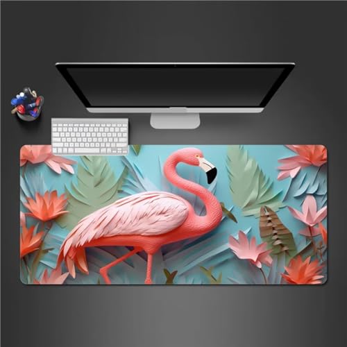 Mauspad XXL Mauspad Gaming 900x400x2mm, Mousepad XL mit Vernähte Kanten, rutschfeste Schreibtischunterlage Große für Verbessert Präzision (Tier Flamingo) von Xinyuer