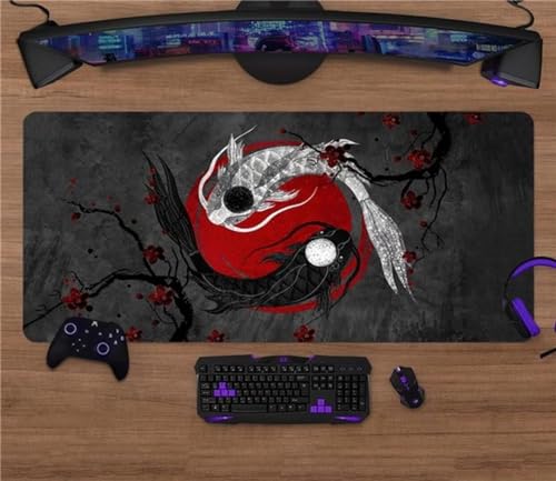 XXL Gaming Mauspad 600x300x2mm Erweiterte Groß Mousepad Schreibtisch Pad, genähte Kanten Mauspad, langlebig,Rutschfester Gummiboden, Widerstandsfähig für PC Gamer Büro Weißer Schwarzer Koi XXL Gaming Mauspad 600x300x2mm Erweiterte Groß Mousepad Schreibtisch Pad, genähte Kanten Mauspad, langlebig,Rutschfester Gummiboden, Widerstandsfähig für PC Gamer Büro Weißer Schwarzer Koi von Xinyuer