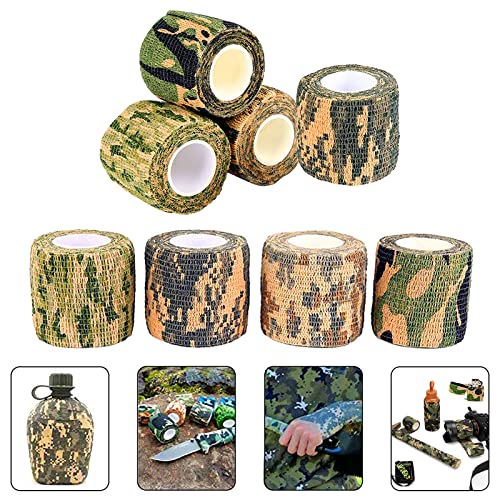 8 Rollen Selbstklebende Tarnbandage, Camo Tapes, elastisches Stealth-Tarnband, dehnbares kohäsives Tarnband für Jagdausrüstung, Taschenlampe, Teleskop(5CMx4.5M). von Xionghonglong