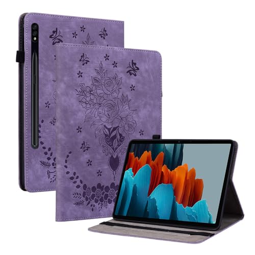 Anwendbar auf Samsung Galaxy Tab S9 FE SM-X510 X516 Case 10.9 inch Tablet Case Multi-Angle Adjustment Kickstand Cover TPU + PU Leather [Roses & Butterflies]- 03 von Xishuicl