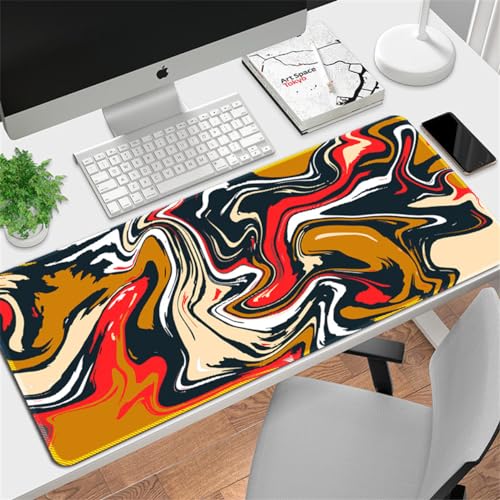 Xisnuient Einfache Stromlinien Gaming-Maus-Pad GroßE GenäHte Rand Tastatur Personalisierte Maus-Pad Waschbar rutschfest Wasserdicht Gummi Boden Desktop-Matte (400 * 800 * 2mm,Muster 3) von Xisnuient
