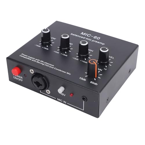Mikrofonvorverstärker -Mikrofon -Verstärkungs -Booster, 48 V Power 3 -Kanaleingang XLR -Ausgangsdynamik und Kondensator -Mikrofon -Booster mit 10 Bis 60 DB Verstärkung für den von Xiuganpo