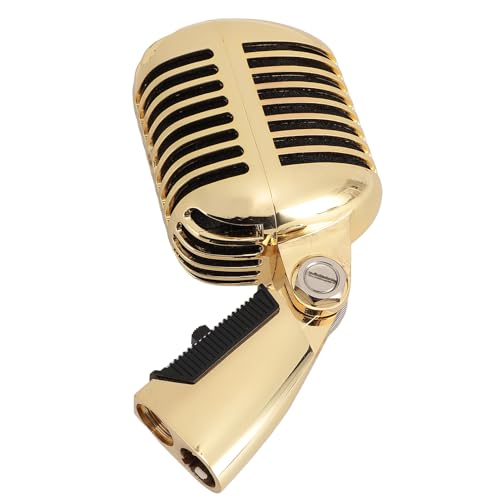 Xiuganpo Professionelles Vintage -Kabelmikrofon, Zinklegierung Retro -Dynamik -Vokalmikrofon mit Selbstspannendem Rotierenden Rack für Gesang, Karaoke und Bühne, Einschließlich Mikrofon von Xiuganpo