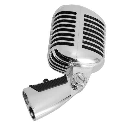 Xiuganpo Professionelles Vintage -Kabelmikrofon, Zinklegierung Retro -Dynamik -Vokalmikrofon mit Selbstspannendem Rotierenden Rack für Gesang, Karaoke und Bühne, Einschließlich Mikrofon von Xiuganpo