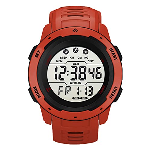 Xiuganpo Sport-Laufuhr, wasserdichte Digitale Herren-Sportuhr mit Leuchtfunktion Wecker Stoppuhr für Outdoor-Sport, Herren-Sport-Laufuhr mit LED-Hintergrundbeleuchtung für Männer und (Rot) von Xiuganpo
