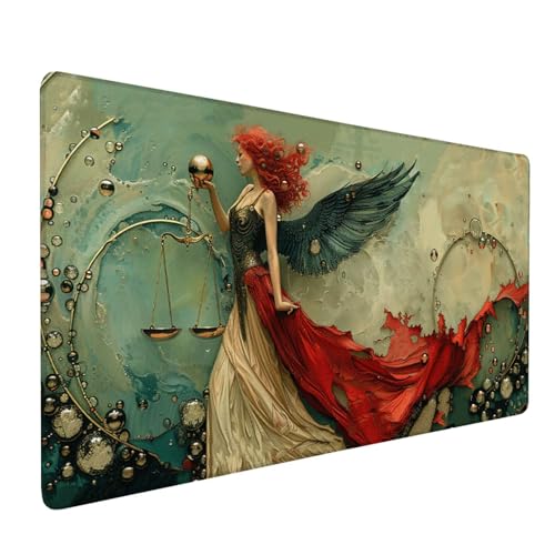 Mauspad Beige, Mousepad Flügel Große Schreibtischunterlage 1500x800mm Mousepad XXL mit Fransenfreie Ränder Gaming Mauspad, Wasserdicht rutschfeste Desk Mat für Büro Heim Computer Mouse Pad J1-312 von Xjaopfei