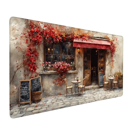Mauspad Beige, Mousepad Teehaus Große Schreibtischunterlage 1000x500mm Mousepad XXL mit Fransenfreie Ränder Gaming Mauspad, Wasserdicht rutschfeste Desk Mat für Büro Heim Computer Mouse Pad J1-342 von Xjaopfei