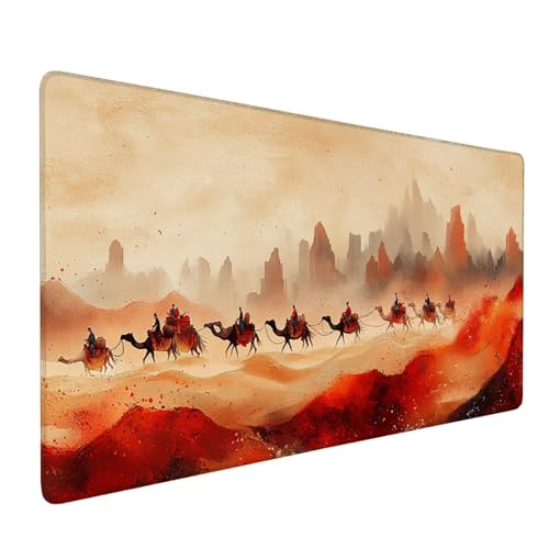 Mauspad Beige,Mousepad Wüste Große Schreibtischunterlage 1500x800mm Mousepad XXL mit Fransenfreie Ränder Gaming Mauspad,Wasserdicht Rutschfeste Desk Mat für Büro Heim Mouse Pad,Männer Geschenke J1-220 von Xjaopfei