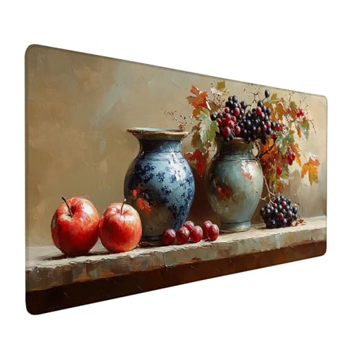 Mauspad Beige Mousepad Vase Große Schreibtischunterlage 700x300mm Mousepad XXL mit Fransenfreie Ränder Gaming Mauspad, Wasserdicht Rutschfeste Desk Mat für Büro Heim Mouse Pad, Frauen Geschenke J1-270 von Xjaopfei
