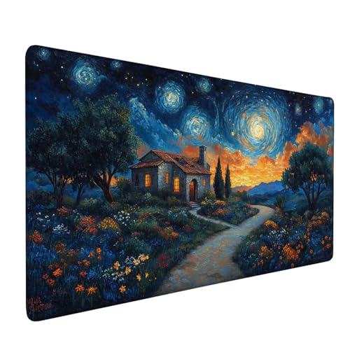 Mauspad Blau, Mousepad Nachthimmel Große Schreibtischunterlage 1200x600mm Mousepad XXL mit Fransenfreie Ränder Gaming Mauspad, Wasserdicht rutschfeste Desk Mat für Büro Heim Computer Mouse Pad J1-296 von Xjaopfei