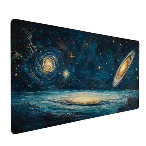 Mauspad Blau, Mousepad Universum Große Schreibtischunterlage 600x300mm Mousepad XXL mit Fransenfreie Ränder Gaming Mauspad, Wasserdicht rutschfeste Desk Mat für Büro Heim Computer Mouse Pad J1-272 von Xjaopfei