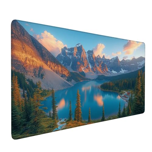 Mauspad Blau,Mousepad Landschaft (3) Große Schreibtischunterlage 1400x600mm Mousepad XXL mit Fransenfreie Ränder Gaming Mauspad,Wasserdicht Rutschfeste Desk Mat für Büro Heim Computer Mouse Pad J1-644 von Xjaopfei