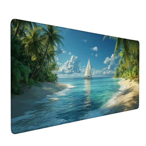 Mauspad Blau Mousepad Boot Große Schreibtischunterlage 700x300mm Mousepad XXL mit Fransenfreie Ränder Gaming Mauspad,Wasserdicht rutschfeste Desk Mat für Büro Heim Mouse Pad Frauen Geschenke J1-182 von Xjaopfei