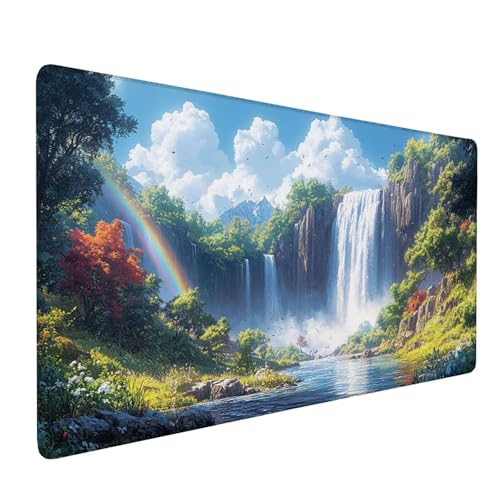 Mauspad Blau Mousepad Fallen Große Schreibtischunterlage 600x300mm Mousepad XXL mit Fransenfreie Ränder Gaming Mauspad, Wasserdicht Rutschfeste Desk Mat für Büro Heim Mouse Pad, Frauen Geschenke J1-72 von Xjaopfei