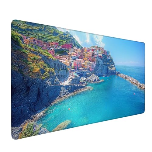 Mauspad Blau Mousepad Meer Große Schreibtischunterlage 1200x600mm Mousepad XXL mit Fransenfreie Ränder Gaming Mauspad, Wasserdicht Rutschfeste Desk Mat für Büro Heim Mouse Pad, Frauen Geschenke J1-108 von Xjaopfei