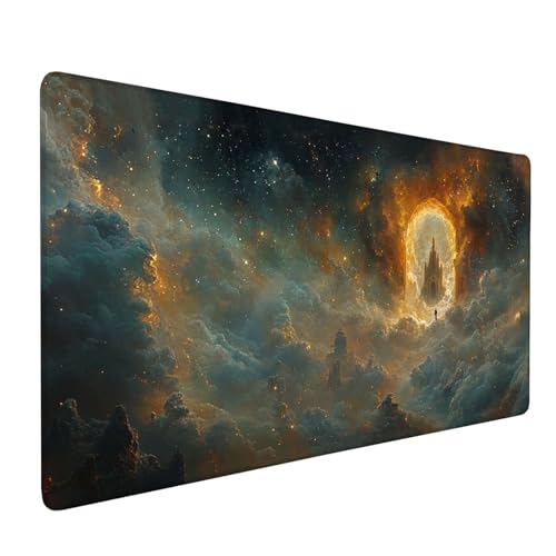 Mauspad Blau Mousepad Wolke Große Schreibtischunterlage 1200x600mm Mousepad XXL mit Fransenfreie Ränder Gaming Mauspad, Wasserdicht Rutschfeste Desk Mat für Büro Heim Mouse Pad, Frauen Geschenke J1-54 von Xjaopfei
