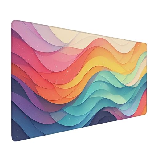 Mauspad Farbe, Mousepad Landschaft Große Schreibtischunterlage 700x300mm Mousepad XXL mit Fransenfreie Ränder Gaming Mauspad, Wasserdicht rutschfeste Desk Mat für Büro Heim Computer Mouse Pad J1-348 von Xjaopfei