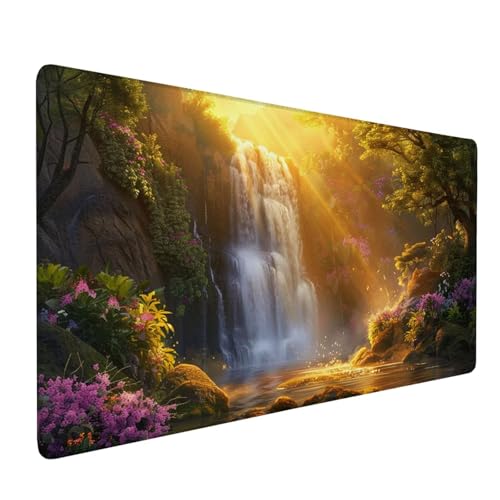 Mauspad Grün, Mousepad Landschaft Große Schreibtischunterlage 1200x400mm Mousepad XXL mit Fransenfreie Ränder Gaming Mauspad, Wasserdicht rutschfeste Desk Mat für Büro Heim Computer Mouse Pad J1-322 von Xjaopfei