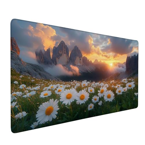 Mauspad Grün,Mousepad Gänseblümchen Große Schreibtischunterlage 1000x500mm Mousepad XXL mit Fransenfreie Ränder Gaming Mauspad,Wasserdicht rutschfeste Desk Mat für Büro Heim Computer Mouse Pad J1-112 von Xjaopfei