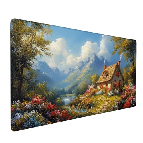 Mauspad Grün Große Schreibtischunterlage 600x300mm Kabine (2) Mousepad Wasserdicht Rutchfeste Gaming Mauspad mit Genähten Kanten, Räzises und Langlebiges Groß Desk Mat für Büro Dekor Geschenke J1-769 von Xjaopfei