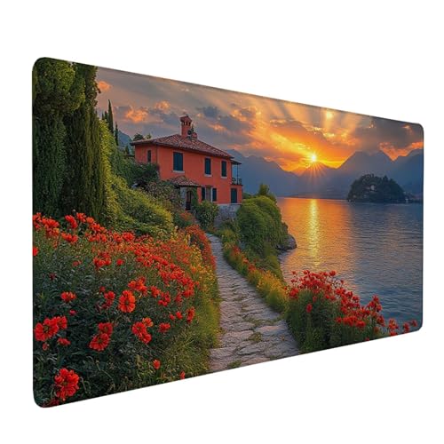 Mauspad Grün Mousepad Anlage Große Schreibtischunterlage 900x500mm Mousepad XXL mit Fransenfreie Ränder Gaming Mauspad, Wasserdicht Rutschfeste Desk Mat für Büro Heim Mouse Pad, Frauen Geschenke J1-18 von Xjaopfei