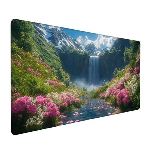 Mauspad Grün Mousepad Fallen Große Schreibtischunterlage 700x300mm Mousepad XXL mit Fransenfreie Ränder Gaming Mauspad, Wasserdicht Rutschfeste Desk Mat für Büro Heim Mouse Pad, Frauen Geschenke J1-64 von Xjaopfei