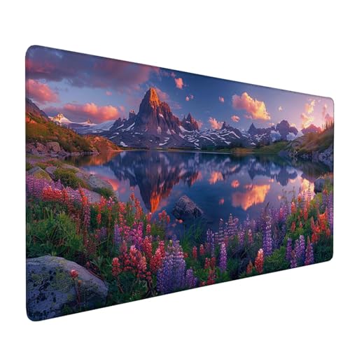 Mauspad Lila, Mousepad Lavendel Große Schreibtischunterlage 1200x400mm Mousepad XXL mit Fransenfreie Ränder Gaming Mauspad, Wasserdicht rutschfeste Desk Mat für Büro Heim Computer Mouse Pad J1-336 von Xjaopfei