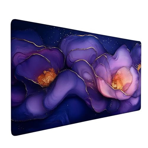 Mauspad Lila Mousepad Blume Große Schreibtischunterlage 600x300mm Mousepad XXL mit Fransenfreie Ränder Gaming Mauspad,Wasserdicht rutschfeste Desk Mat für Büro Heim Mouse Pad Frauen Geschenke J1-98 von Xjaopfei