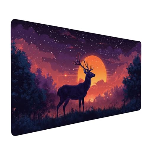 Mauspad Lila Mousepad REH Große Schreibtischunterlage 1200x400mm Mousepad XXL mit Fransenfreie Ränder Gaming Mauspad,Wasserdicht rutschfeste Desk Mat für Büro Heim Mouse Pad Frauen Geschenke J1-134 von Xjaopfei