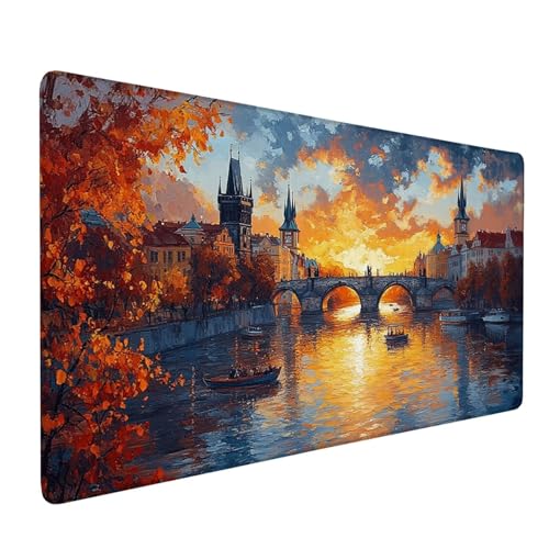 Mauspad Orange Farbe, Mousepad Boot Große Schreibtischunterlage 1400x600mm Mousepad XXL mit Fransenfreie Ränder Gaming Mauspad, Wasserdicht Rutschfeste Desk Mat für Büro Heim Computer Mouse Pad J1-250 von Xjaopfei