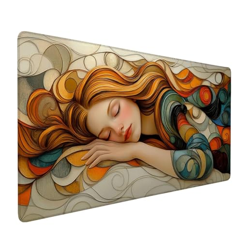 Mauspad Orange Farbe, Mousepad Frau Große Schreibtischunterlage 600x300mm Mousepad XXL mit Fransenfreie Ränder Gaming Mauspad, Wasserdicht rutschfeste Desk Mat für Büro Heim Computer Mouse Pad J1-240 von Xjaopfei