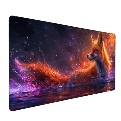 Mauspad Orange Farbe, Mousepad Fuchs Große Schreibtischunterlage 600x300mm Mousepad XXL mit Fransenfreie Ränder Gaming Mauspad, Wasserdicht Rutschfeste Desk Mat für Büro Heim Computer Mouse Pad J1-306 von Xjaopfei