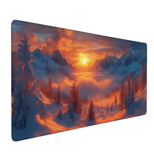 Mauspad Orange Farbe, Mousepad Sonnenuntergang Große Schreibtischunterlage 1400x600mm Mousepad XXL mit Fransenfreie Ränder Gaming Mauspad, Wasserdicht Desk Mat für Büro Heim Computer Mouse Pad J1-204 von Xjaopfei