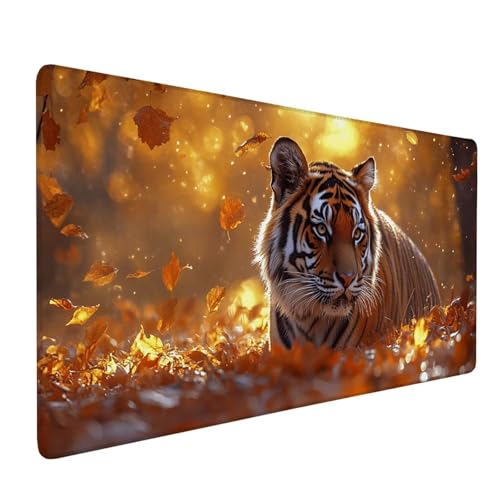 Mauspad Orange Farbe, Mousepad Tiger Große Schreibtischunterlage 700x300mm Mousepad XXL mit Fransenfreie Ränder Gaming Mauspad, Wasserdicht Rutschfeste Desk Mat für Büro Heim Computer Mouse Pad J1-226 von Xjaopfei