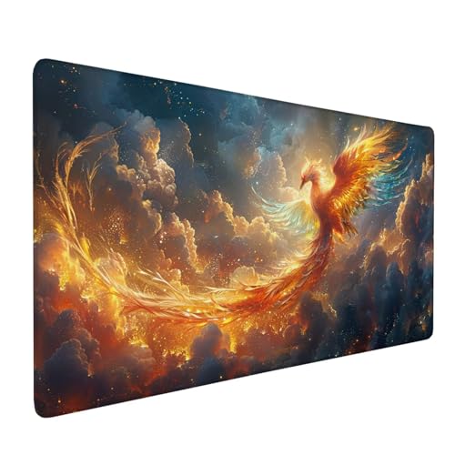 Mauspad Orange Farbe,Mousepad Wolken Große Schreibtischunterlage 1200x600mm Mousepad XXL mit Fransenfreie Ränder Gaming Mauspad,Wasserdicht Rutschfeste Desk Mat für Büro Heim Computer Mouse Pad J1-350 von Xjaopfei