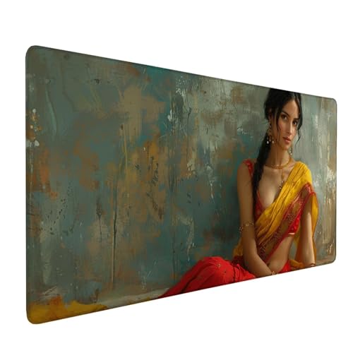 Mauspad Orange Farbe Mousepad Frau (1) Große Schreibtischunterlage 1500x800mm Mousepad XXL mit Fransenfreie Ränder Gaming Mauspad, Wasserdicht Desk Mat für Büro Heim Mouse Pad, Frauen Geschenke J1-300 von Xjaopfei