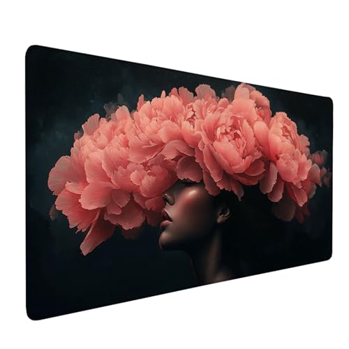 Mauspad Rosa, Mousepad Blumen (3) Große Schreibtischunterlage 600x300mm Mousepad XXL mit Fransenfreie Ränder Gaming Mauspad, Wasserdicht rutschfeste Desk Mat für Büro Heim Computer Mouse Pad J1-548 von Xjaopfei