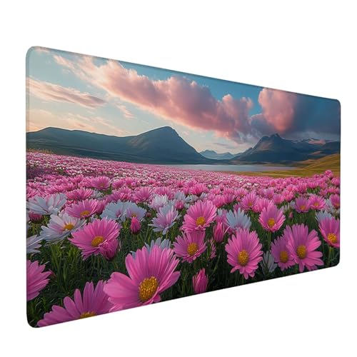 Mauspad Rosa, Mousepad Chrysantheme Große Schreibtischunterlage 1400x600mm Mousepad XXL mit Fransenfreie Ränder Gaming Mauspad, Wasserdicht rutschfeste Desk Mat für Büro Heim Computer Mouse Pad J1-84 von Xjaopfei
