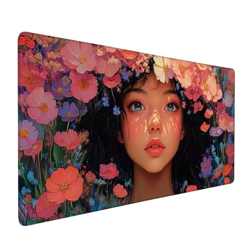 Mauspad Rosa, Mousepad Frau (1) Große Schreibtischunterlage 600x300mm Mousepad XXL mit Fransenfreie Ränder Gaming Mauspad, Wasserdicht rutschfeste Desk Mat für Büro Heim Computer Mouse Pad J1-324 von Xjaopfei