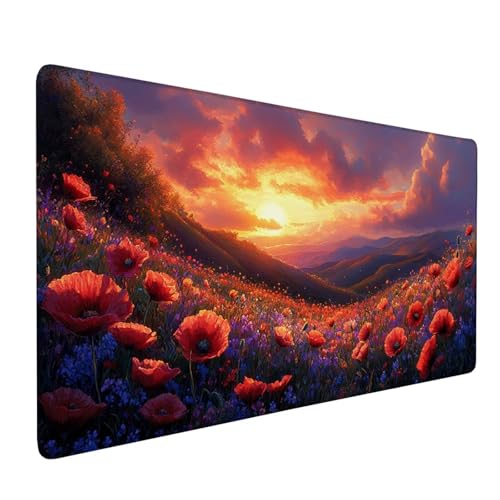 Mauspad Rosa, Mousepad Landschaft Große Schreibtischunterlage 1000x500mm Mousepad XXL mit Fransenfreie Ränder Gaming Mauspad, Wasserdicht rutschfeste Desk Mat für Büro Heim Computer Mouse Pad J1-216 von Xjaopfei