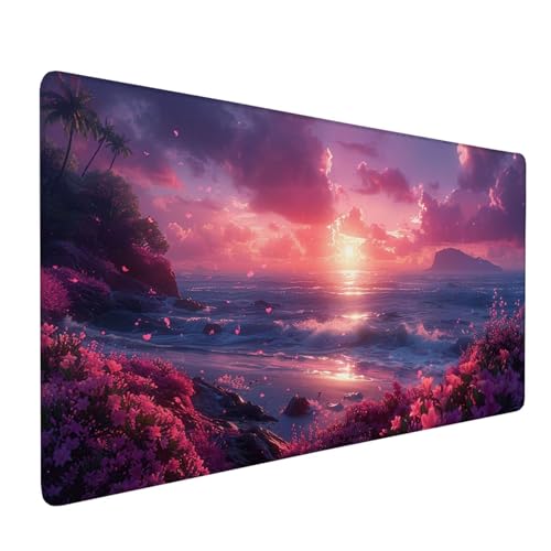 Mauspad Rosa,Mousepad Wellen Große Schreibtischunterlage 1200x600mm Mousepad XXL mit Fransenfreie Ränder Gaming Mauspad,Wasserdicht Rutschfeste Desk Mat für Büro Heim Mouse Pad,Männer Geschenke J1-334 von Xjaopfei