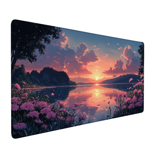 Mauspad Rosa Mousepad Anlage Große Schreibtischunterlage 900x400mm Mousepad XXL mit Fransenfreie Ränder Gaming Mauspad,Wasserdicht rutschfeste Desk Mat für Büro Heim Mouse Pad,Frauen Geschenke J1-104 von Xjaopfei