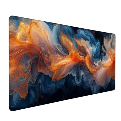 Mauspad Schwarz, Mousepad Abstrakt Große Schreibtischunterlage 700x300mm Mousepad XXL mit Fransenfreie Ränder Gaming Mauspad, Wasserdicht rutschfeste Desk Mat für Büro Heim Computer Mouse Pad J1-10 von Xjaopfei