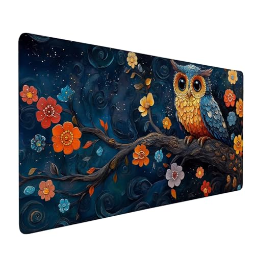 Mauspad Schwarz, Mousepad Eule Große Schreibtischunterlage 1500x800mm Mousepad XXL mit Fransenfreie Ränder Gaming Mauspad, Wasserdicht rutschfeste Desk Mat für Büro Heim Computer Mouse Pad J1-850 Mauspad Schwarz, Mousepad Eule Große Schreibtischunterlage 1500x800mm Mousepad XXL mit Fransenfreie Ränder Gaming Mauspad, Wasserdicht rutschfeste Desk Mat für Büro Heim Computer Mouse Pad J1-850 von Xjaopfei
