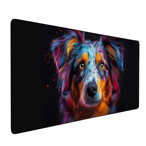 Mauspad Schwarz, Mousepad Hund Große Schreibtischunterlage 1200x400mm Mousepad XXL mit Fransenfreie Ränder Gaming Mauspad, Wasserdicht rutschfeste Desk Mat für Büro Heim Computer Mouse Pad J1-352 von Xjaopfei