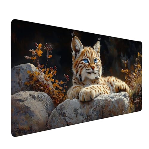 Mauspad Schwarz, Mousepad Katze Große Schreibtischunterlage 1500x800mm Mousepad XXL mit Fransenfreie Ränder Gaming Mauspad, Wasserdicht rutschfeste Desk Mat für Büro Heim Computer Mouse Pad J1-40 von Xjaopfei