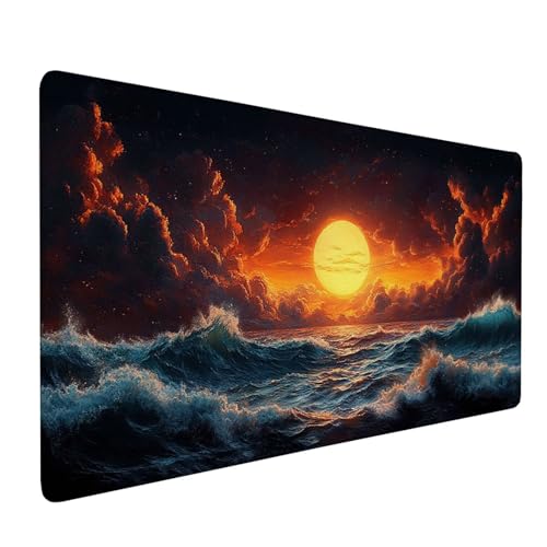 Mauspad Schwarz, Mousepad Wolke Große Schreibtischunterlage 700x300mm Mousepad XXL mit Fransenfreie Ränder Gaming Mauspad, Wasserdicht rutschfeste Desk Mat für Büro Heim Computer Mouse Pad J1-160 von Xjaopfei