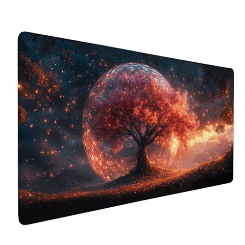 Mauspad Schwarz,Mousepad Kirschblüten Große Schreibtischunterlage 600x300mm Mousepad XXL mit Fransenfreie Ränder Gaming Mauspad,Wasserdicht Rutschfeste Desk Mat für Büro Heim Computer Mouse Pad J1-280 von Xjaopfei